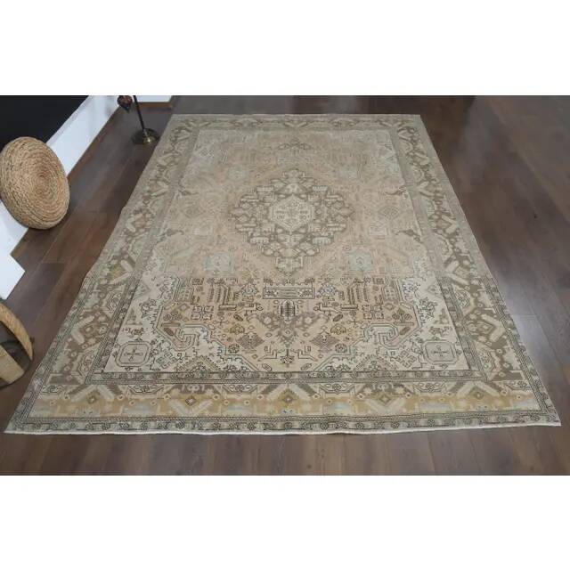 1970s Vintage Persian Handmade Wool Orange Area Rug 251x320