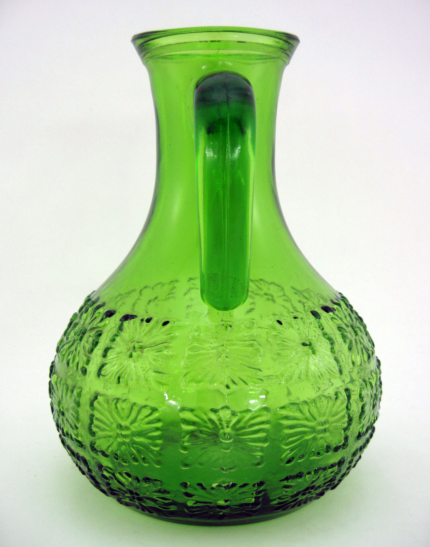 Emerald green molded glass pitcher - Bormioli Fidenza Vitraria Italy - vintage 60s