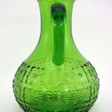 Emerald green molded glass pitcher - Bormioli Fidenza Vitraria Italy - vintage 60s