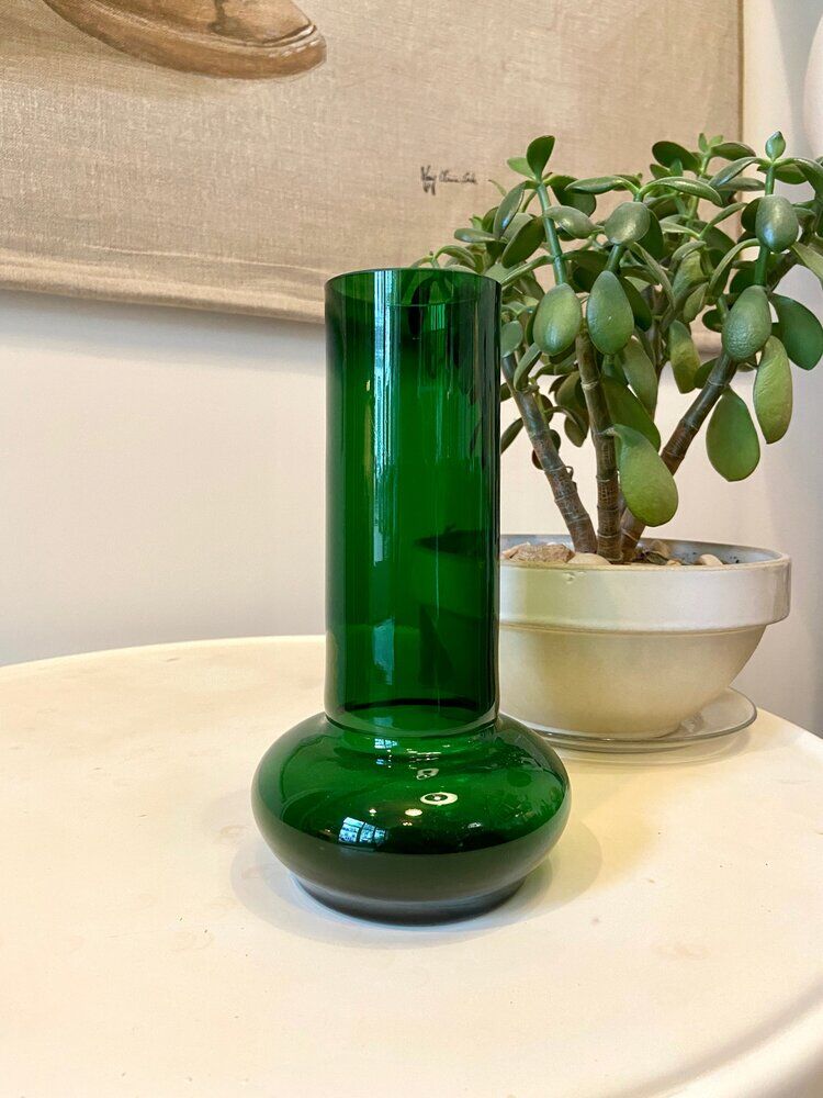 Green glass vase