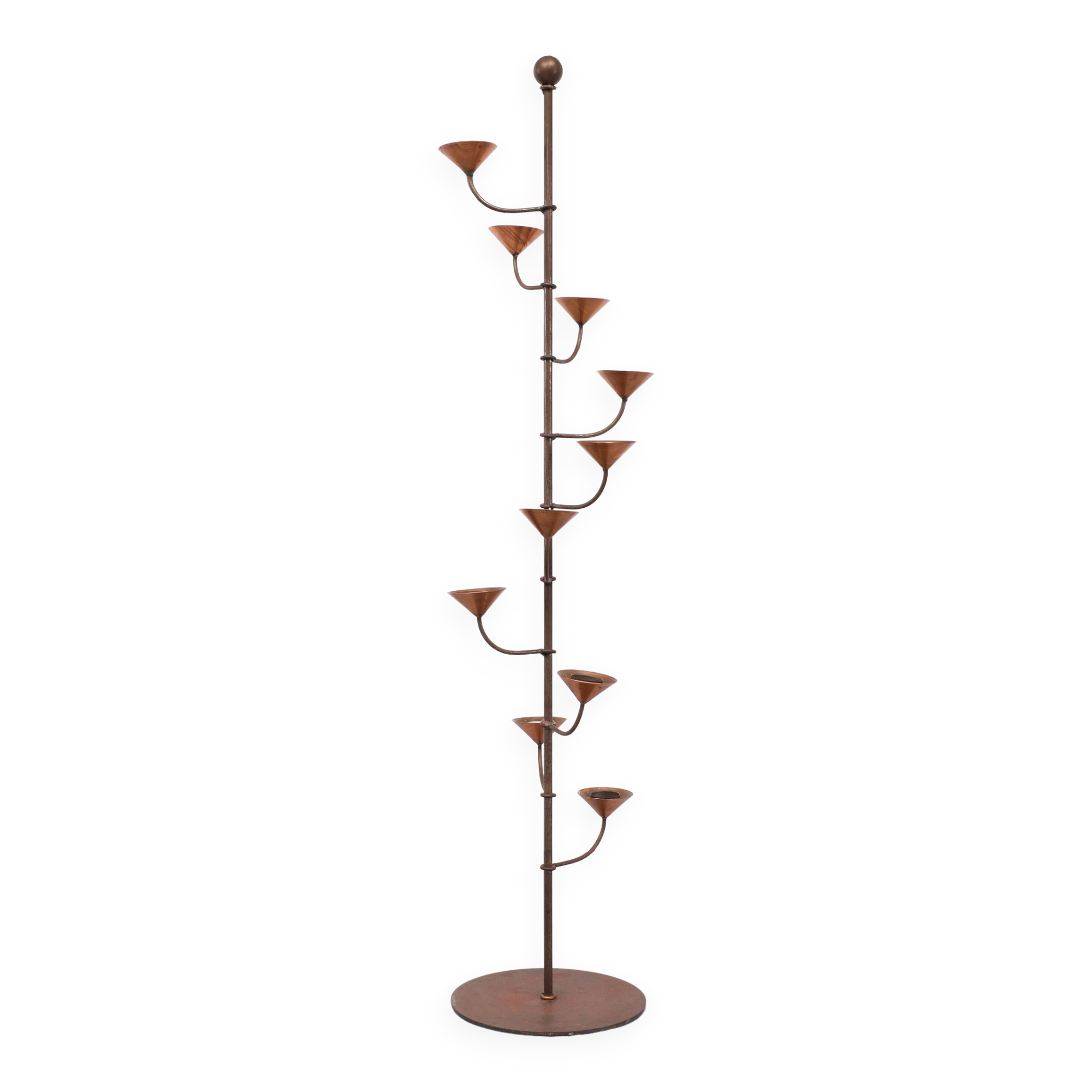 Scandinavian Brass standing candle stick 1960s