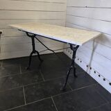 Ancienne table de bistrot dessus marbre