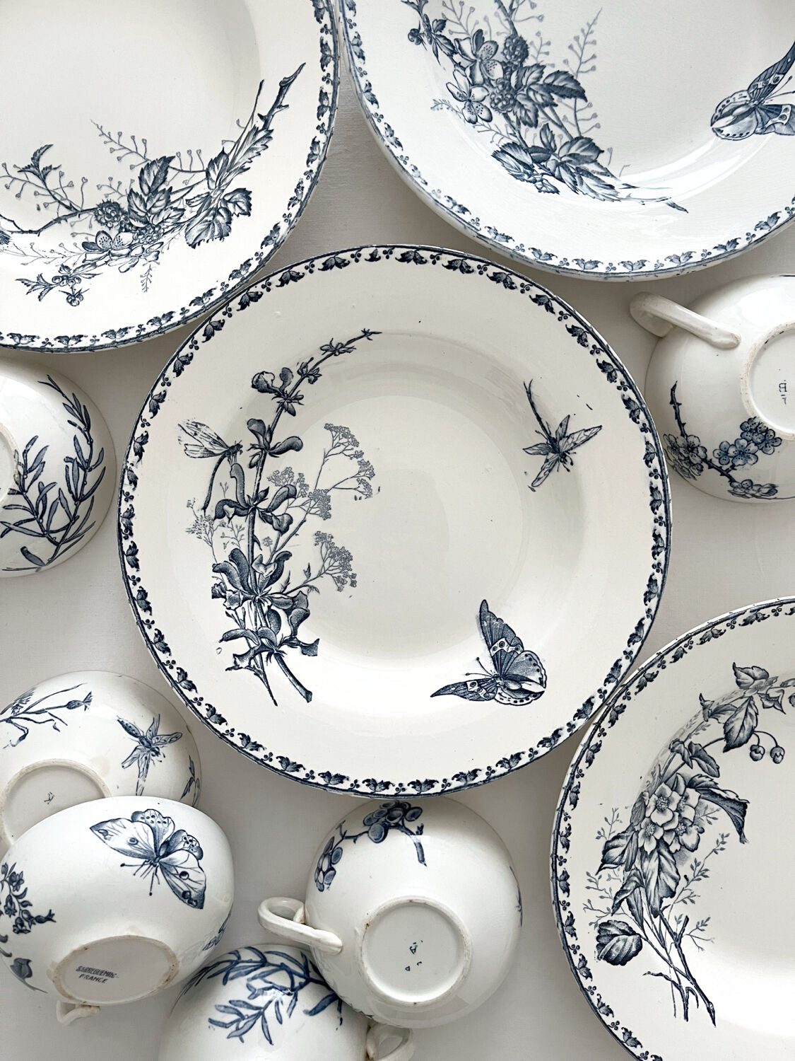 4 deep plates ironstone butterflies "Carmen" Sarreguemines
