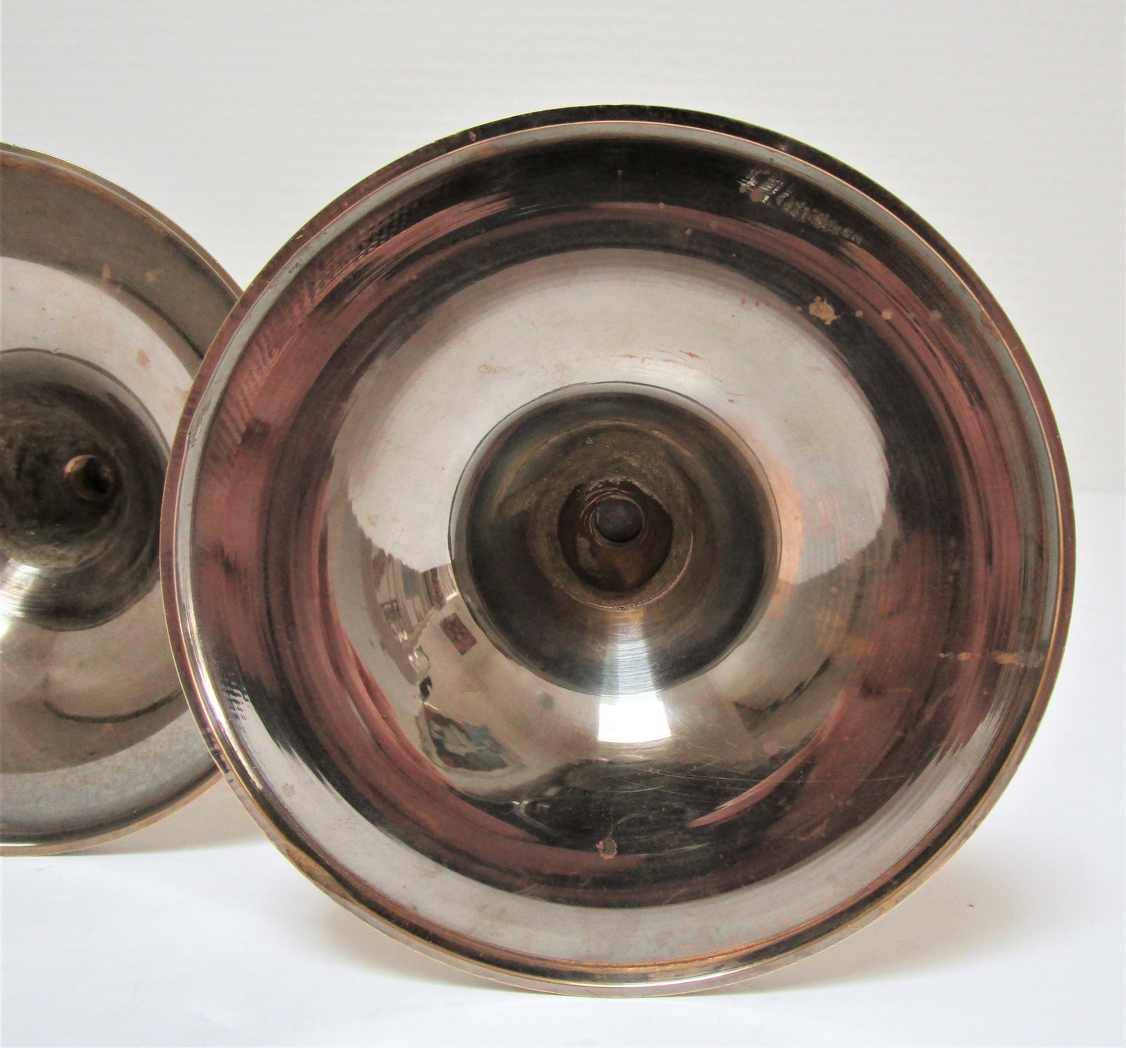 Pair of Scandinavian candlesticks brass vintage steel