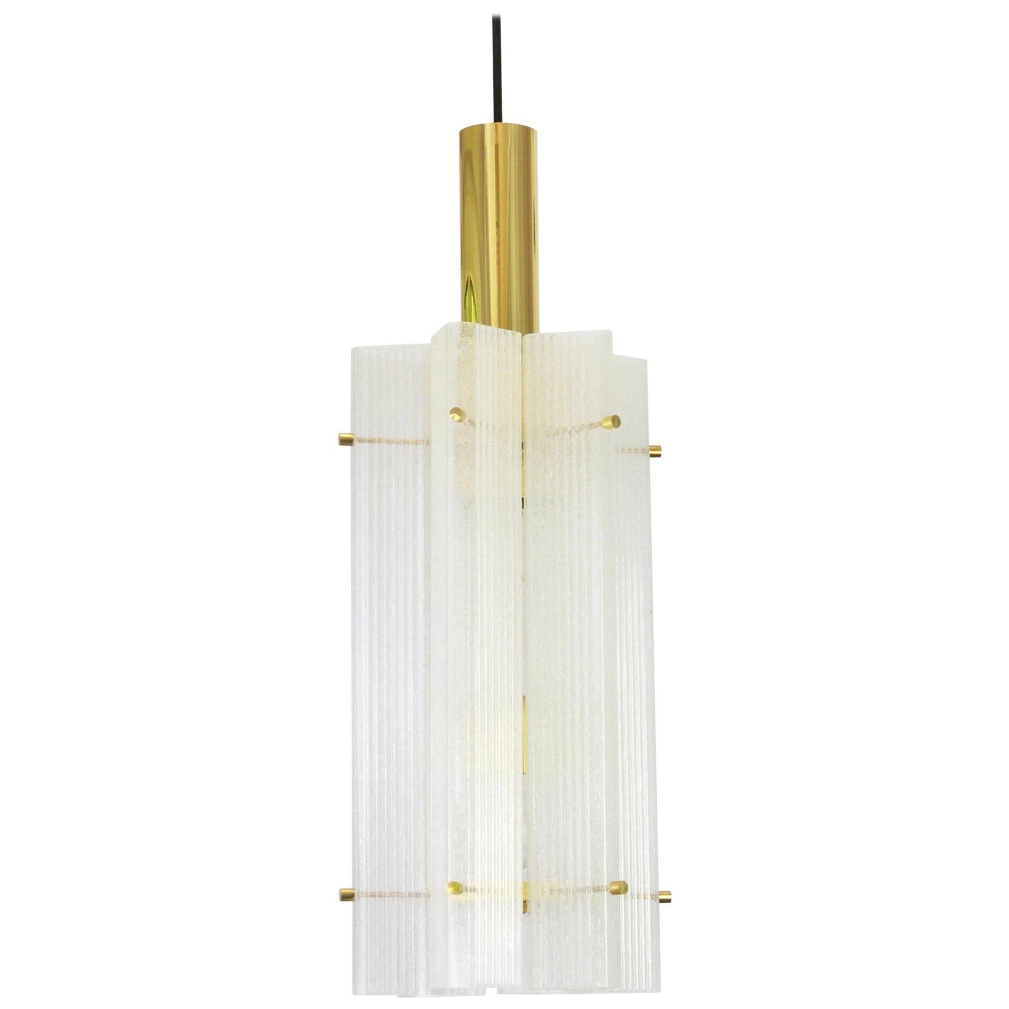 1 of 3 large Murano glass ice pendant by Limburg, Germany, 1970s