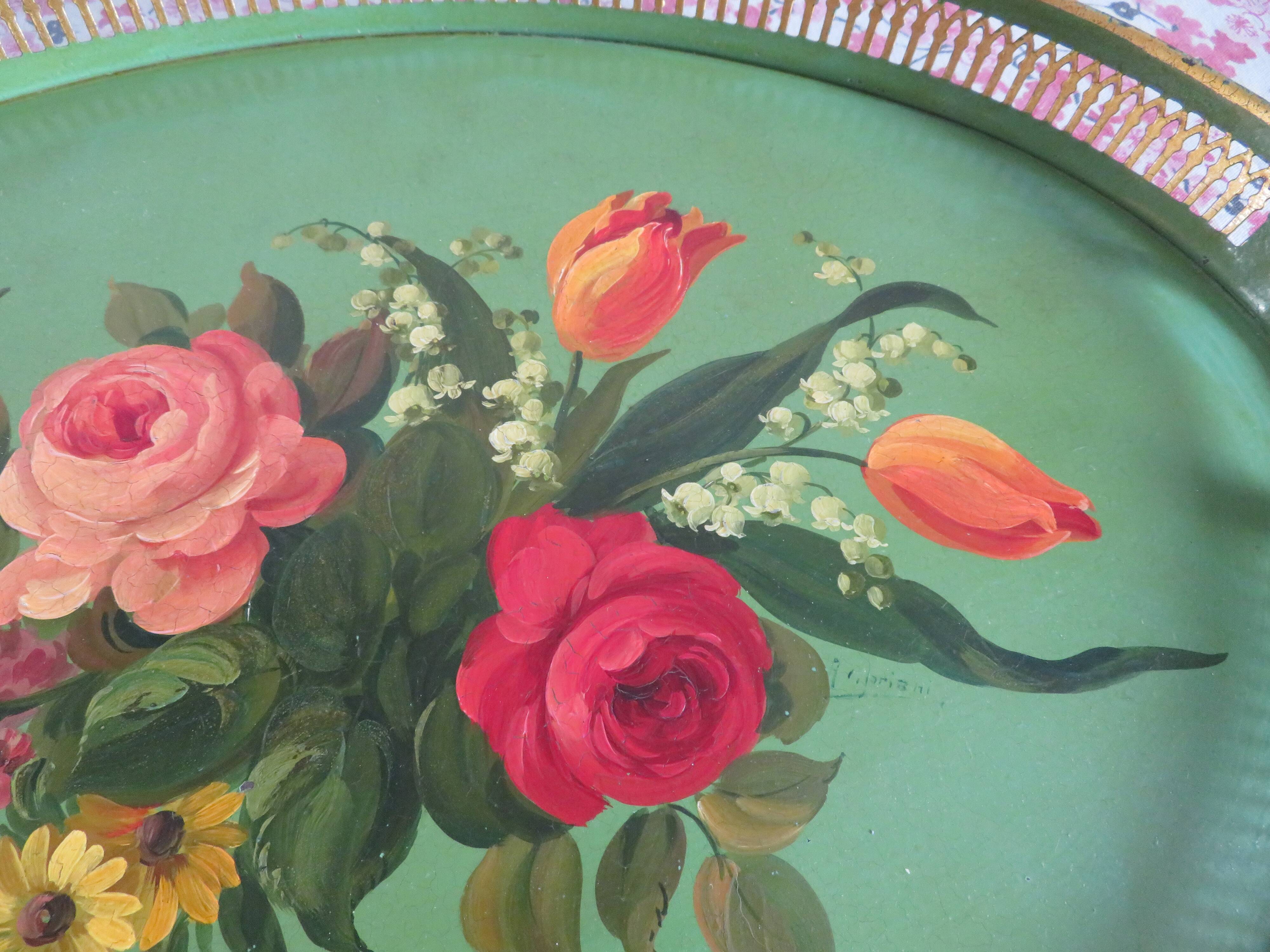 Napoleon III painted metal tray