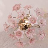 Amazing Murano Table Light Pink Flowers, 1980s