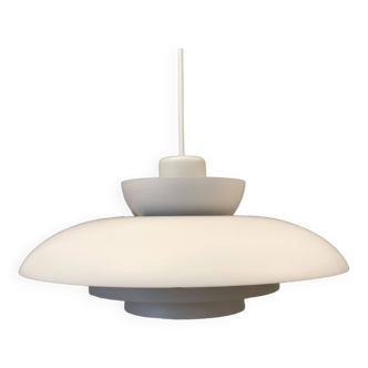 Lampe à suspension originale, conçue par Jo Hammerborg pour Fog&Mørup en 1965, modèle Penta en gris clair
