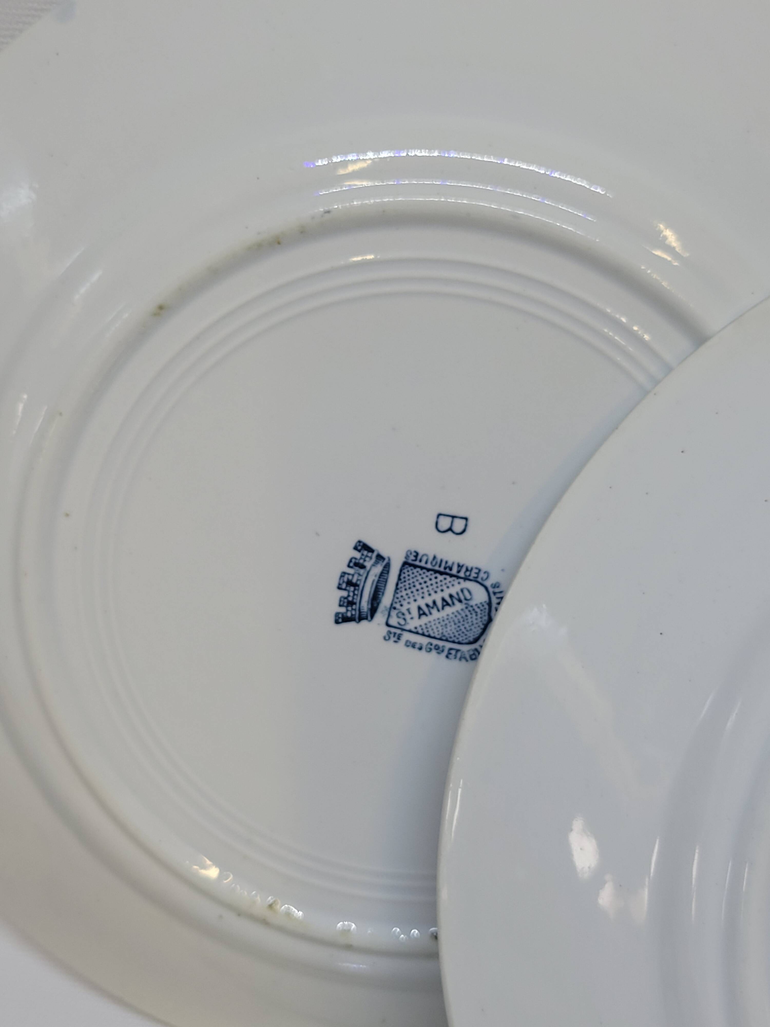 8 Old St Amand Flat Plates, Turgot Art Deco Model