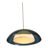 Italian green space age pendant lamp in plexiglass, 70s
