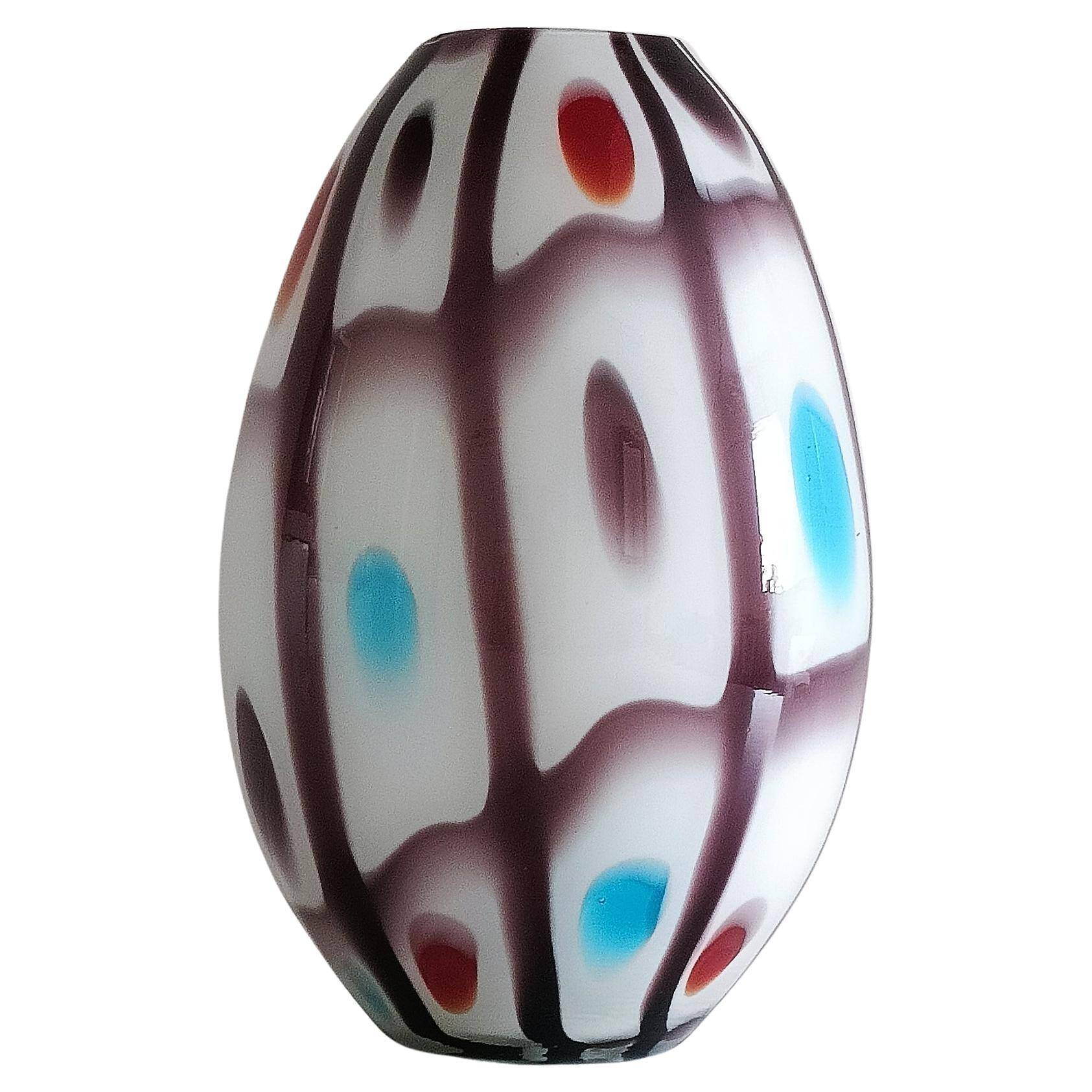 Murano Glass Colorful Ovoid Shaped Vase in The Style of A.Ve.M, Italy, 1960s