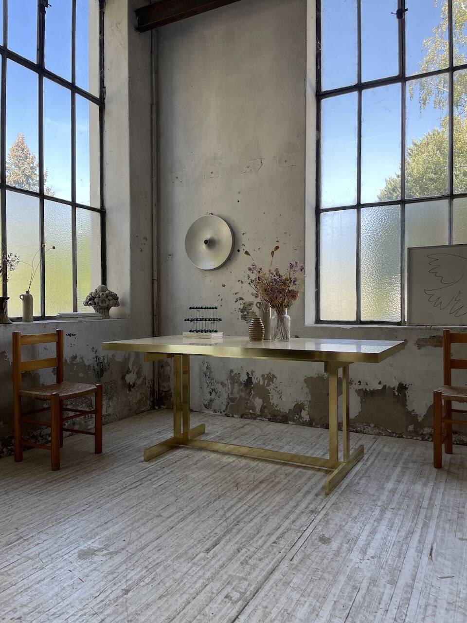 Brass table 1970 Italian lacquer