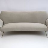 Gigi Radice Mid-Century Modern Italian Velvet Curved Sofa for Minotti, 1950