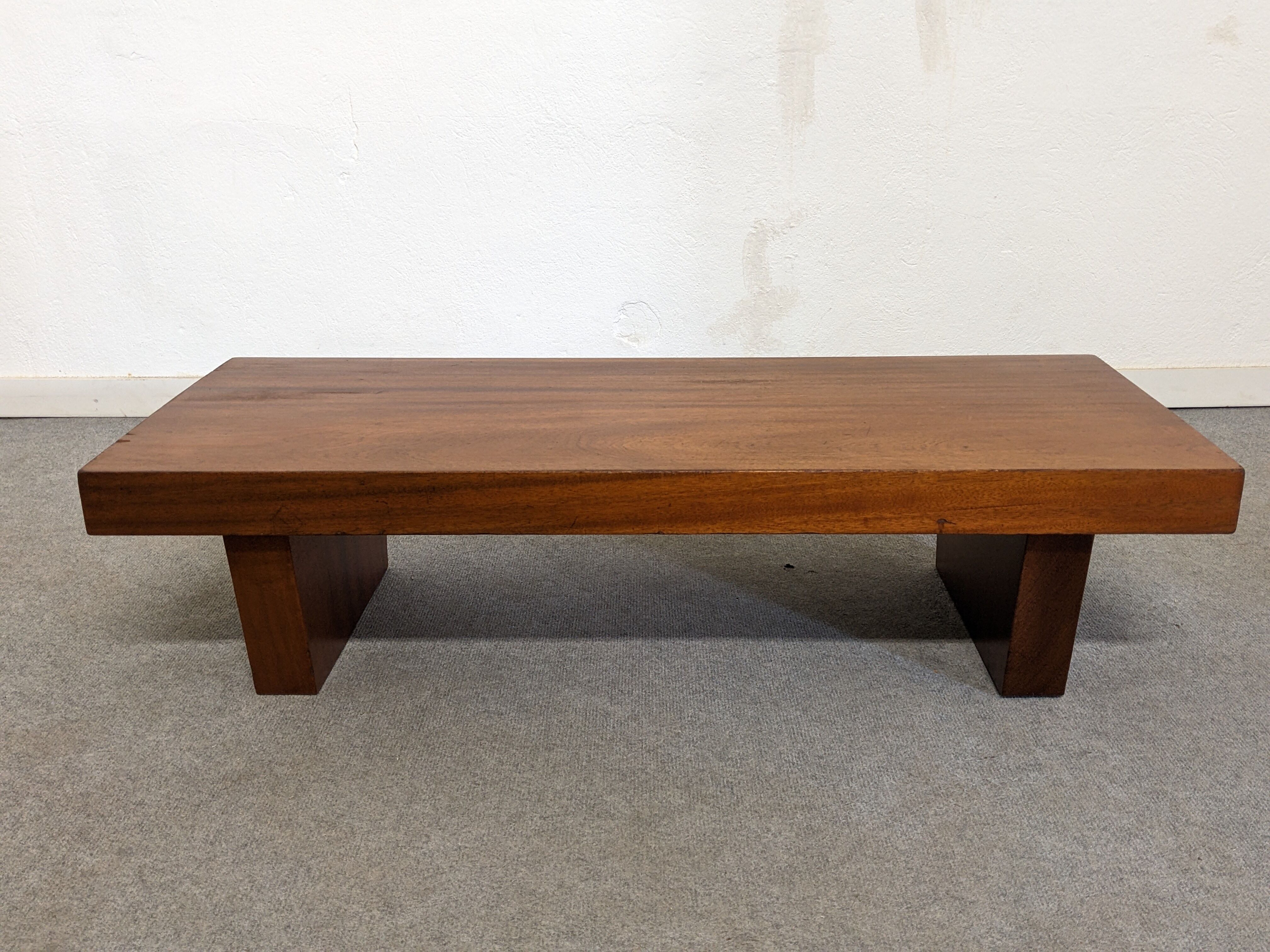 Brutalist coffee table in solid teak from the 60s/70s