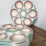 Majolica oyster plates, Digoin & Sarreguemines