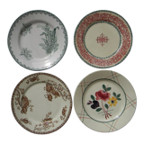 Miscellaneous set of 4 old flat earthenware plates.