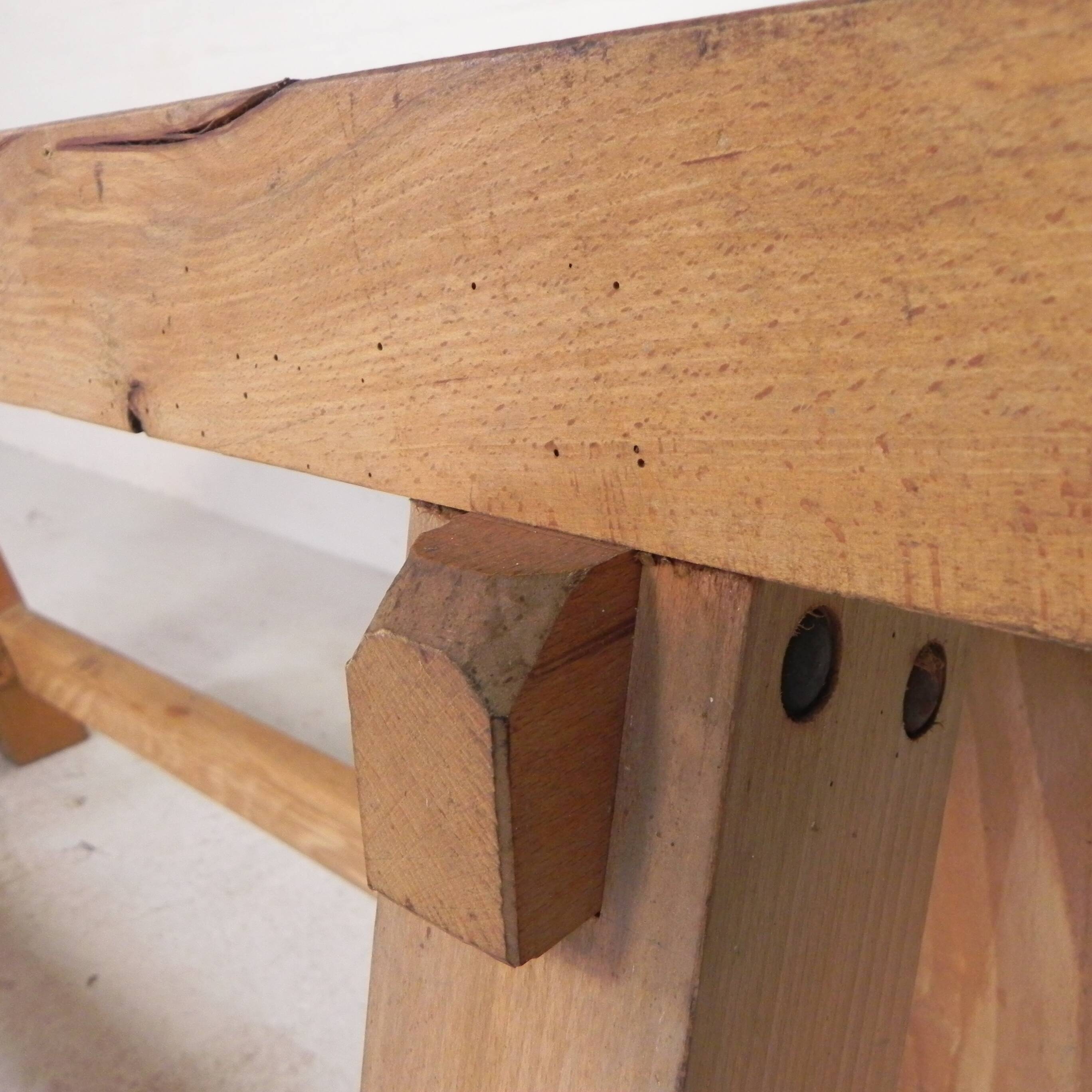 Oak workbench 2 meters long, 1950s