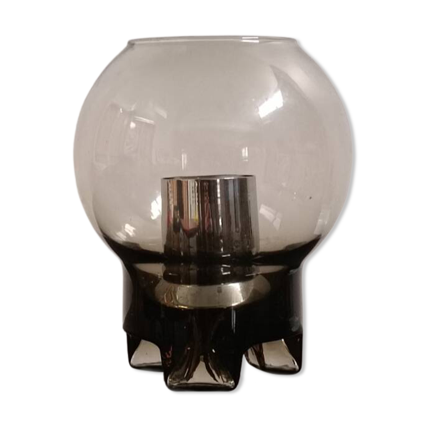 Smoked glass table lamp by Sussmuth Leuchten 1970s