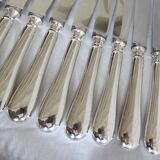 Set of 12 table knives in silver metal