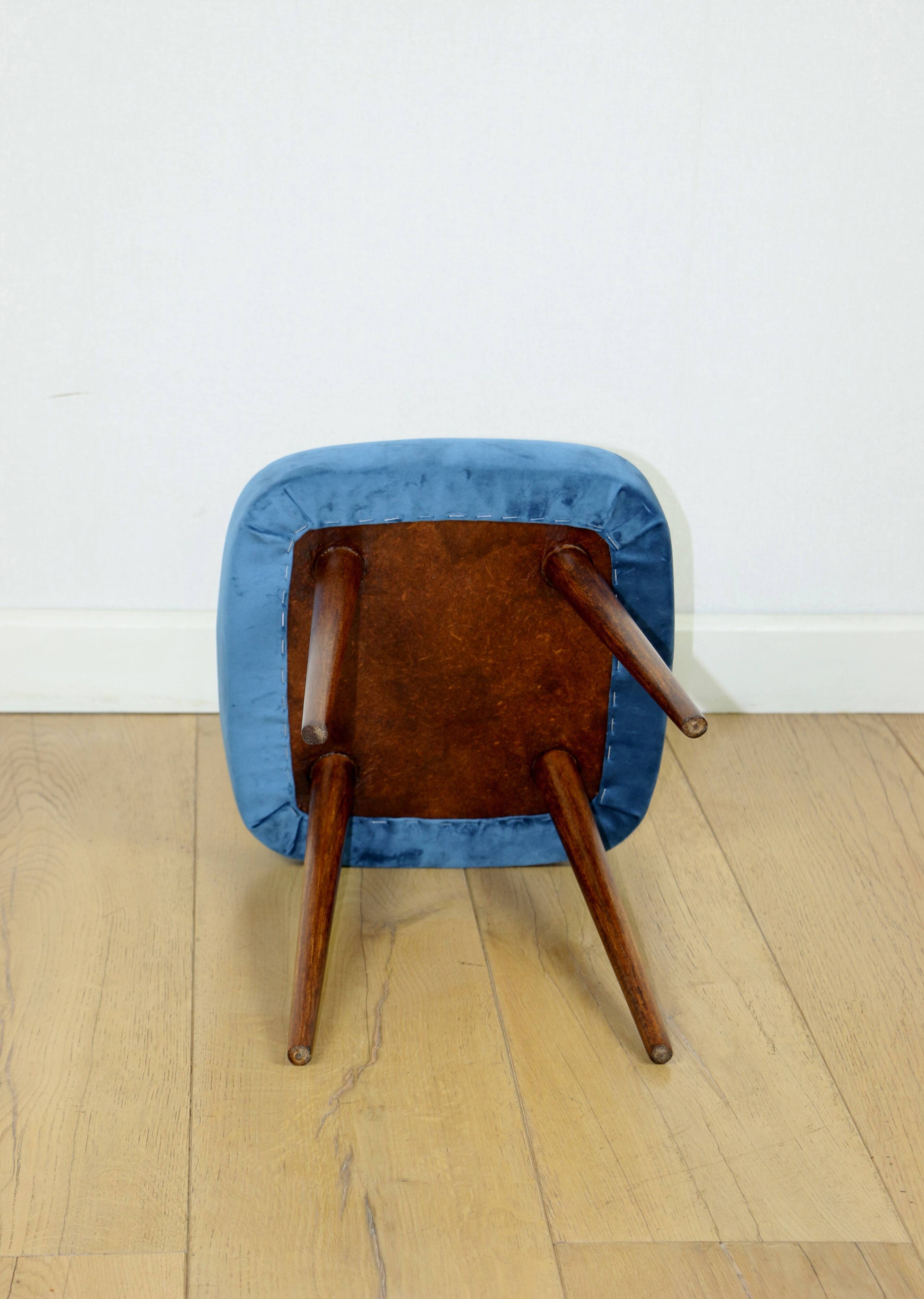 Blue square vintage stool PRL 1970s