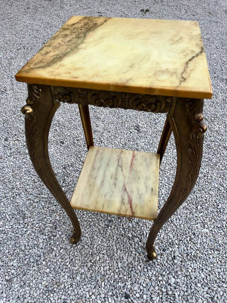 Marble and brass side table