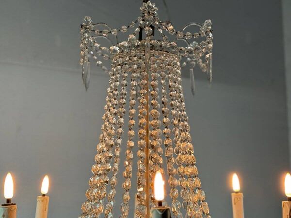 Lustre sac de perle en cristaux taillés vers 1900