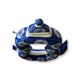 Old Asian teapot in toroidal shape in blue porcelain with floral decoration 20th century