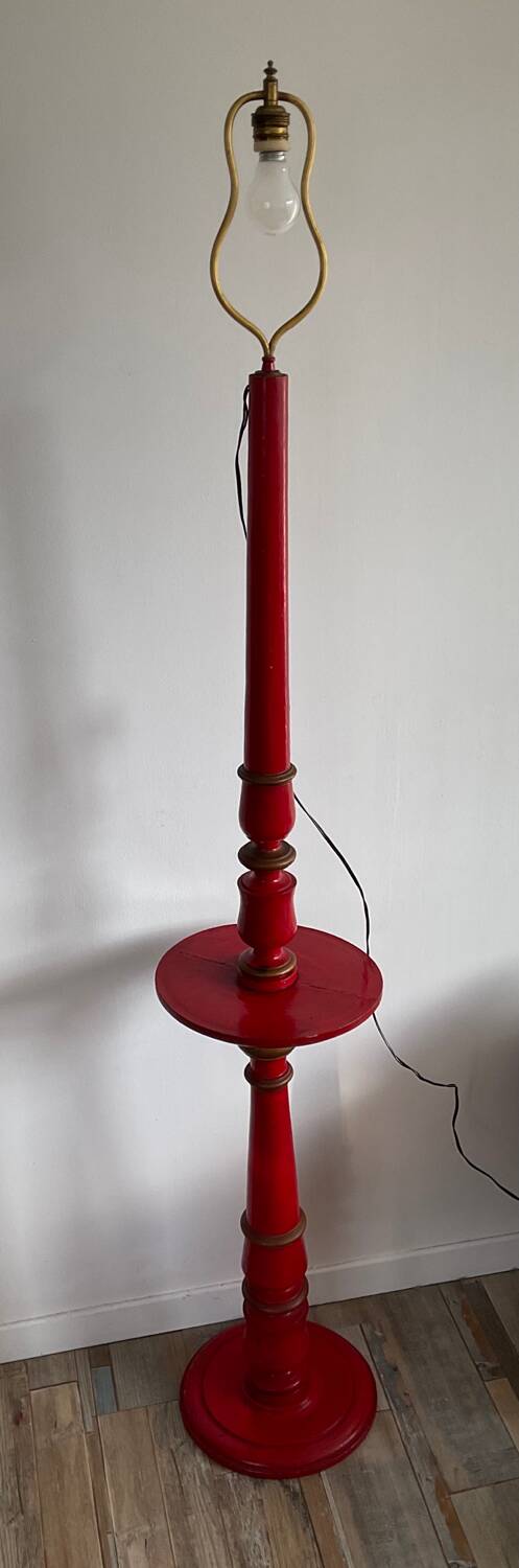 Wooden floor lamp base from the 60s