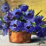 Ancient painting, still life with flowers, signed, 80s