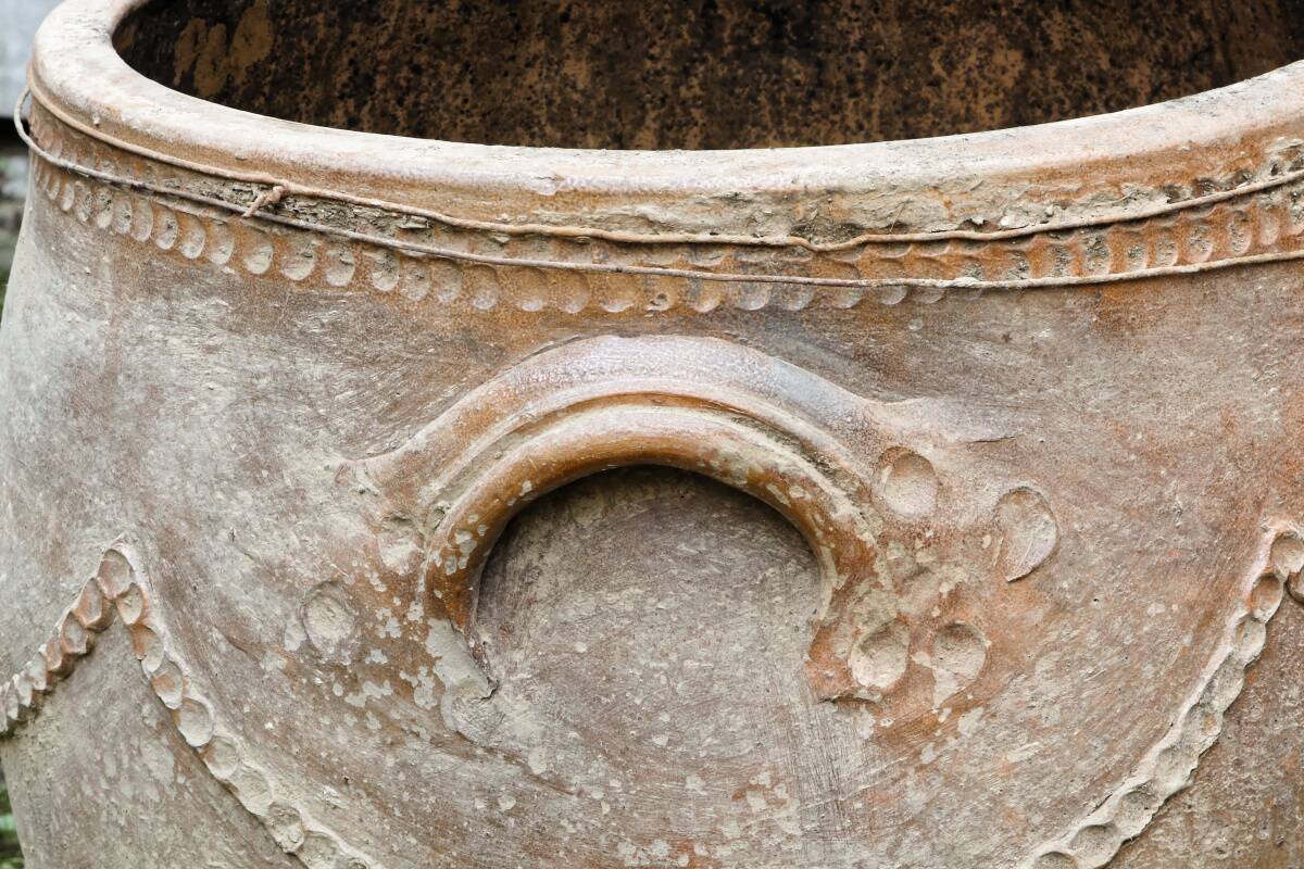 Large turned terracotta jar, 19th century