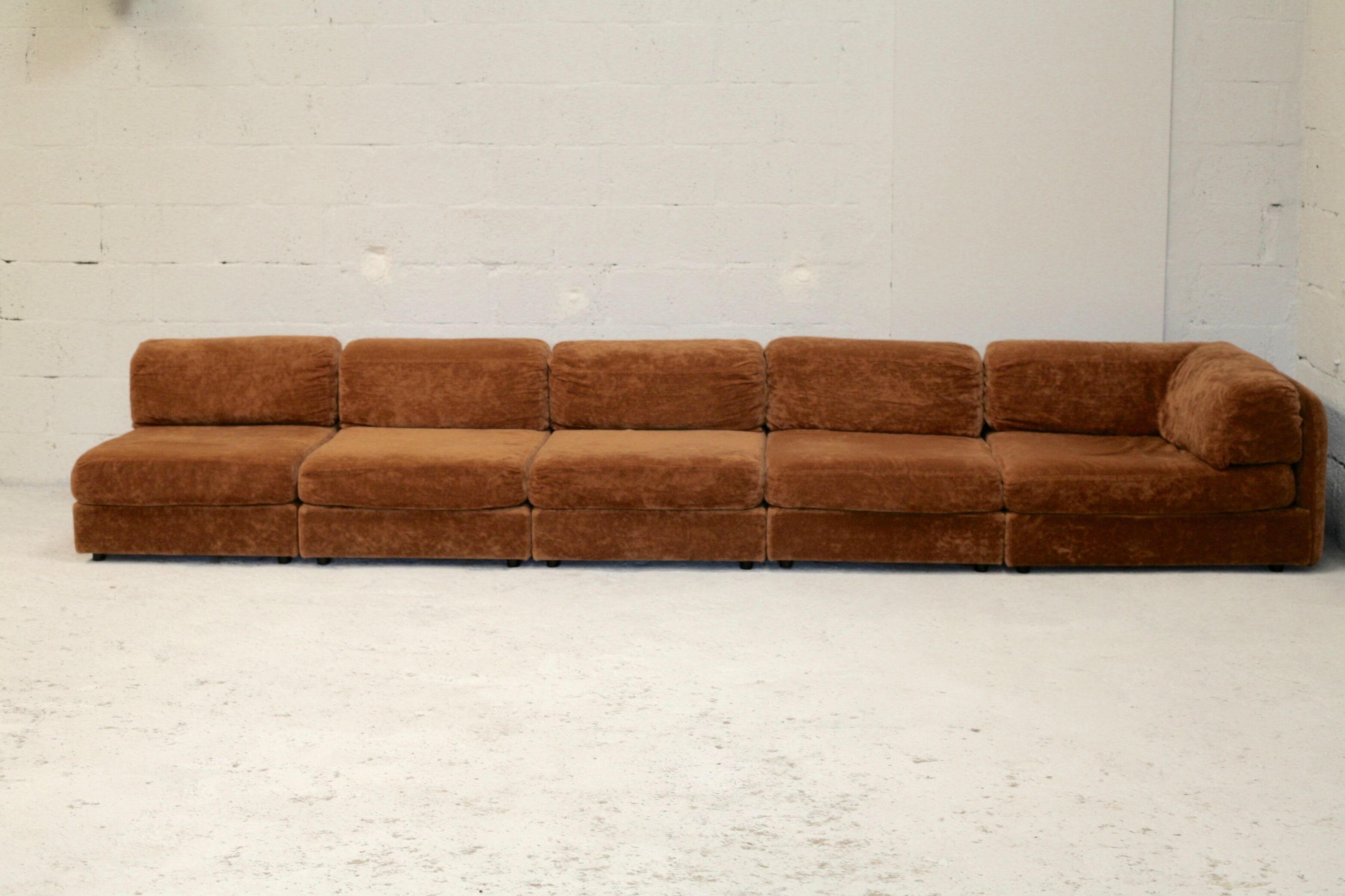 70s modular sofa, light brown velvet