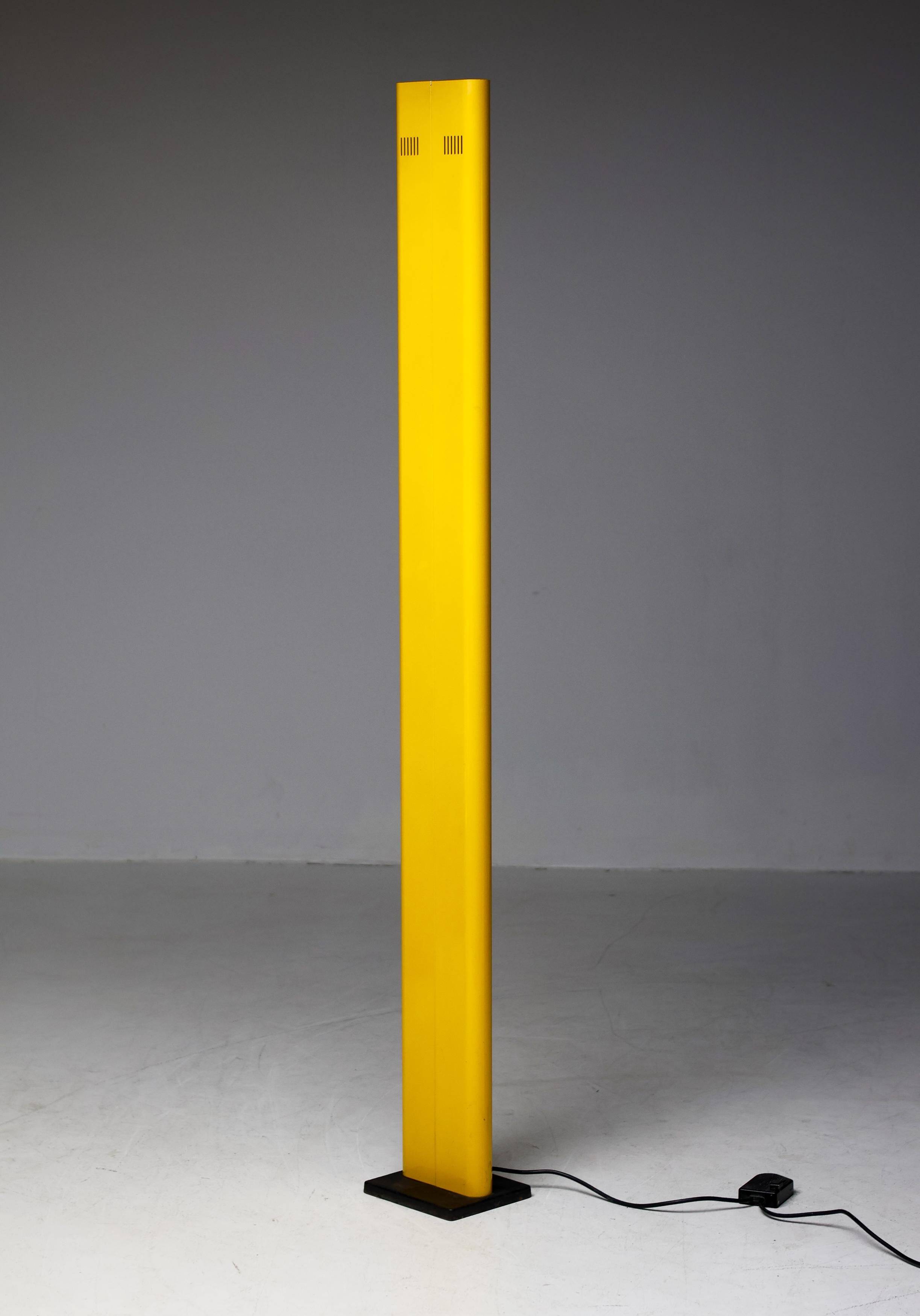 Bright yellow Italian floor lamp by Gianfranco Frattini, 1970s.