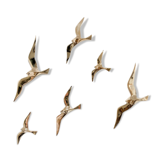 Soaring 6 golden brass swallows