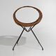 Rattan magazine rack with metal legs, 1950s