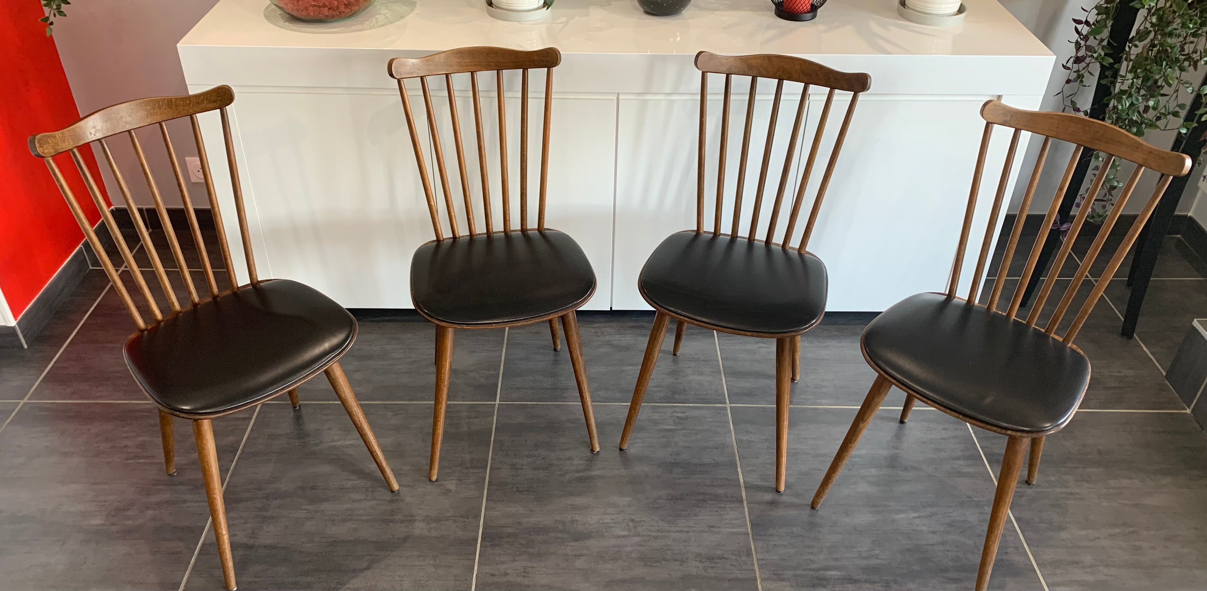 Série de 4 chaises Baumann Menuet, vintage, des années 1970