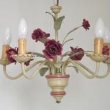 Lustre en métal à décor floral, France