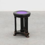 Black and purple adjustable velvet art deco piano stool, Belgium ca. 1910