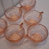 Set of 6 pink glass cups in very good condition.