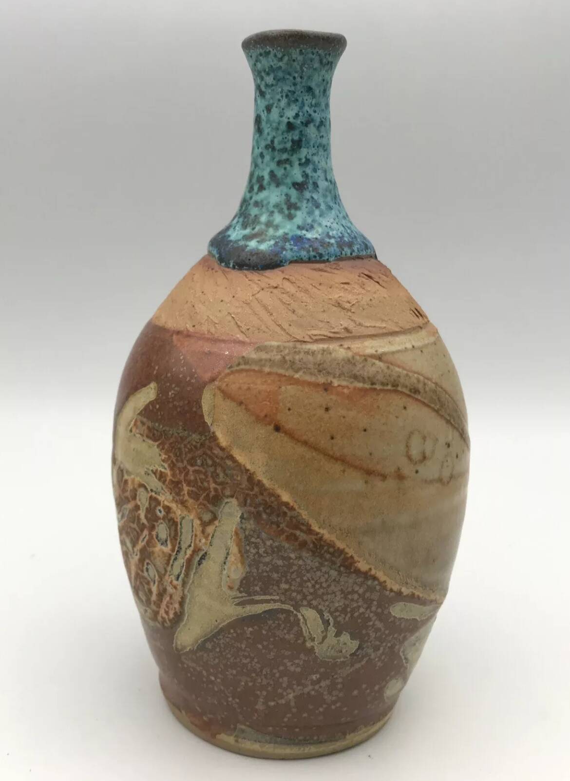 Stoneware vase with effect, unique piece signed by poteries des mostuéjouls