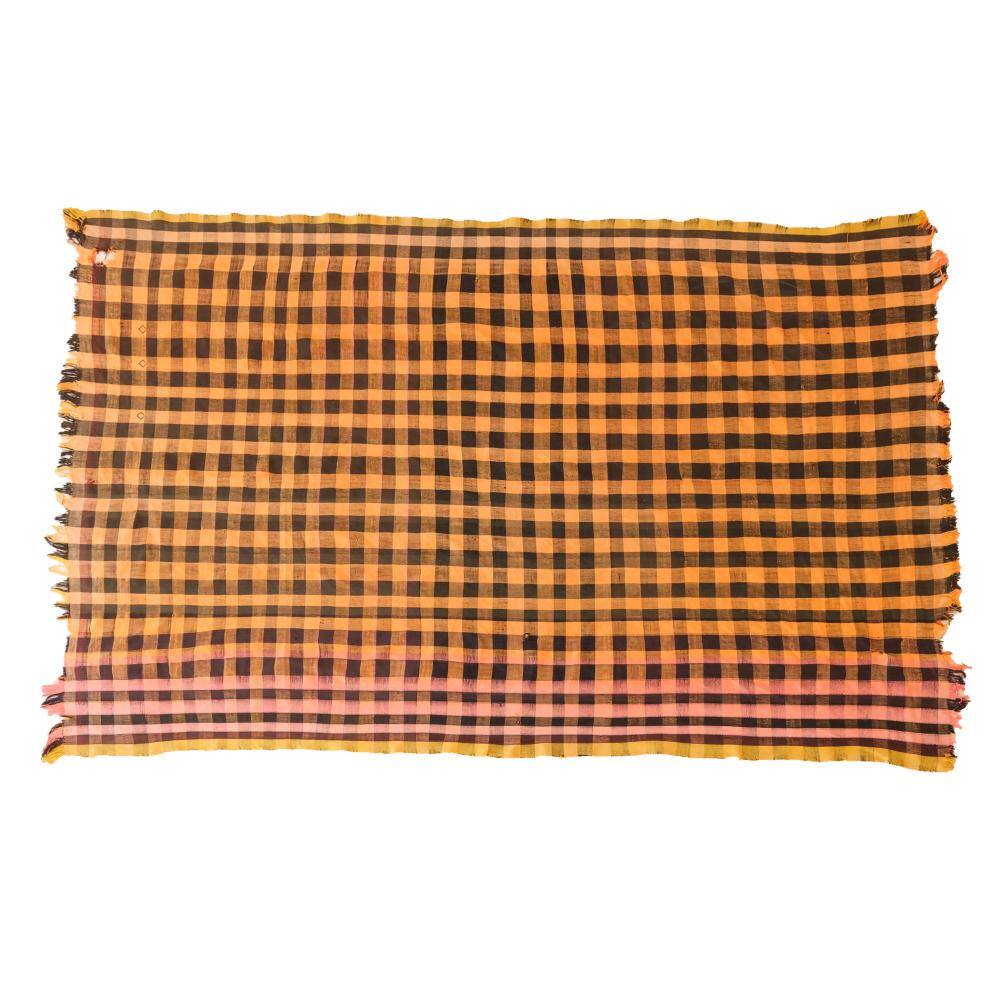 Vintage Haik checkered blanket from Morocco - 174 x 257 cm