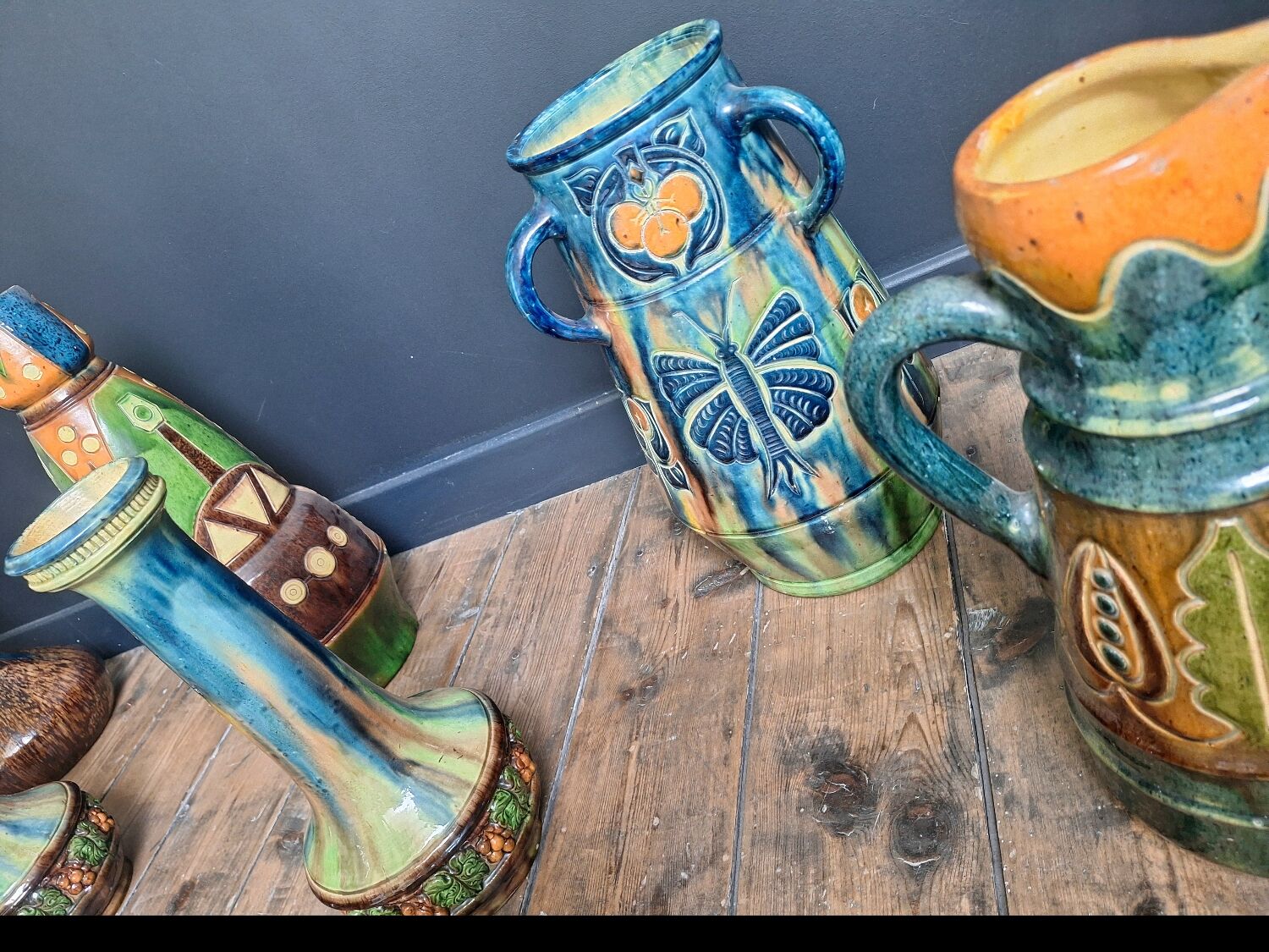 Vases, Flemish pottery from Thulin, Art Nouveau, Art Deco