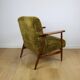 Vintage armchair, 1970s red fox - high pile khaki / olive - long pile