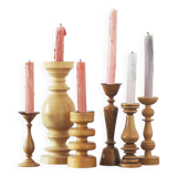 Scandinavian Wooden Candleholders, Set of 6