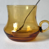 6 mugs en verre ambré 1970s