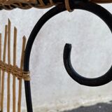 Wicker lyre side table