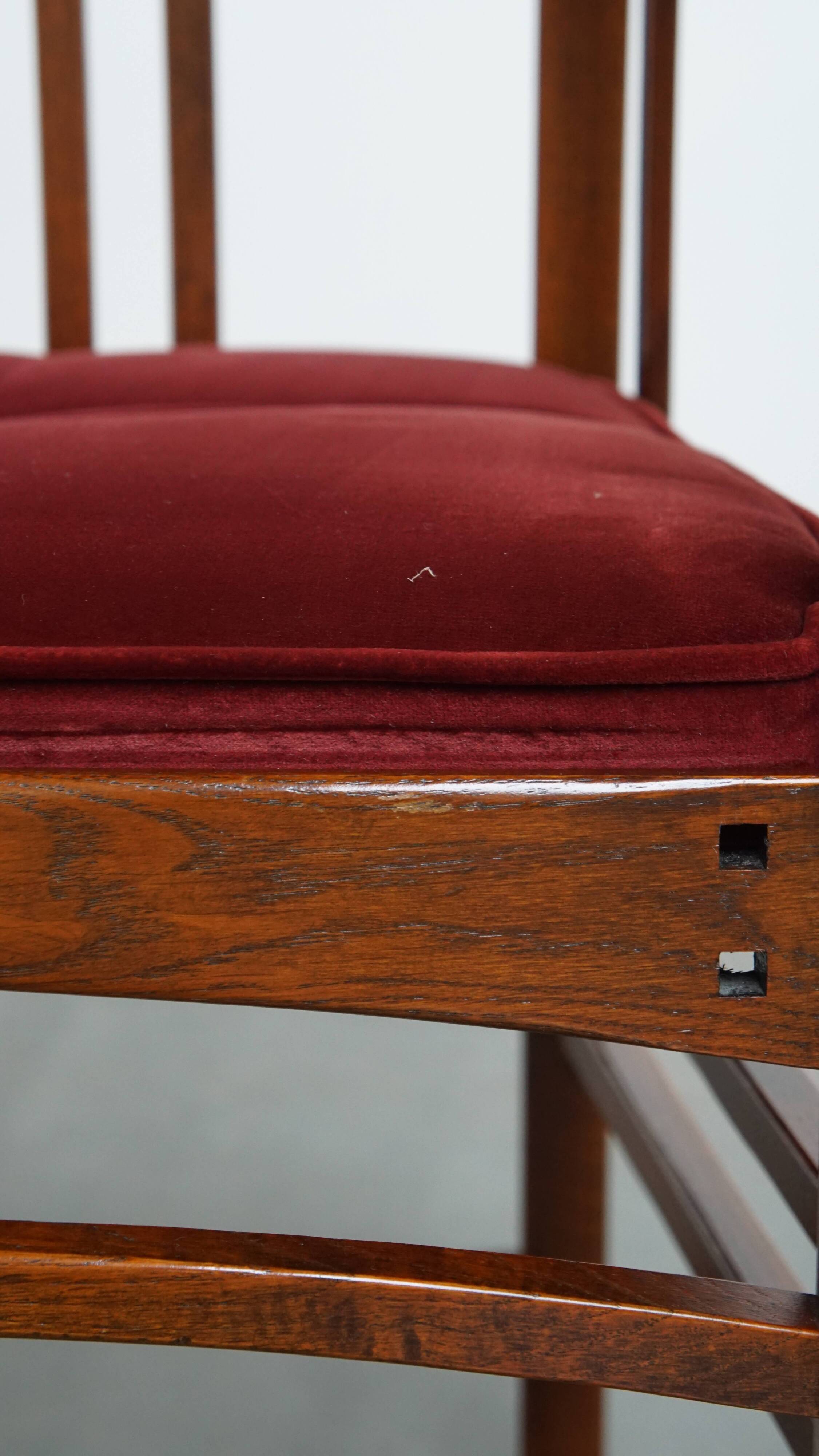 Ensemble de 4 chaises de salle à manger Art Nouveau / Jugendstil avec revêtement rouge