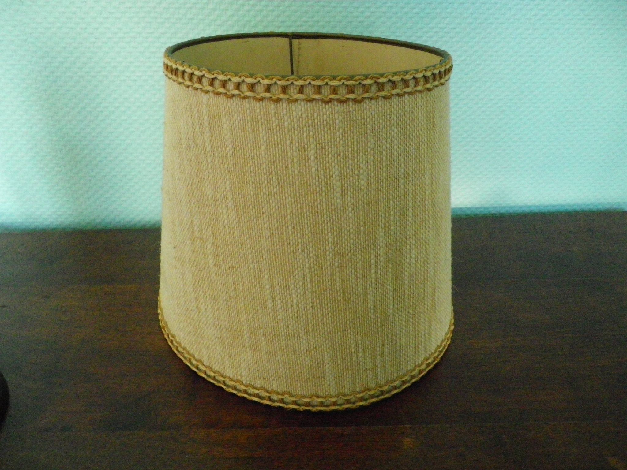 Wooden Desk Lamp with Geometric Design and Fabric Shade, France