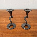 Amadeus candle holders from the Italian Brutalist series by Kurt Jesch for Fratelli Tonini, 1960s, set of 2.