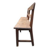 Large oak bench with back