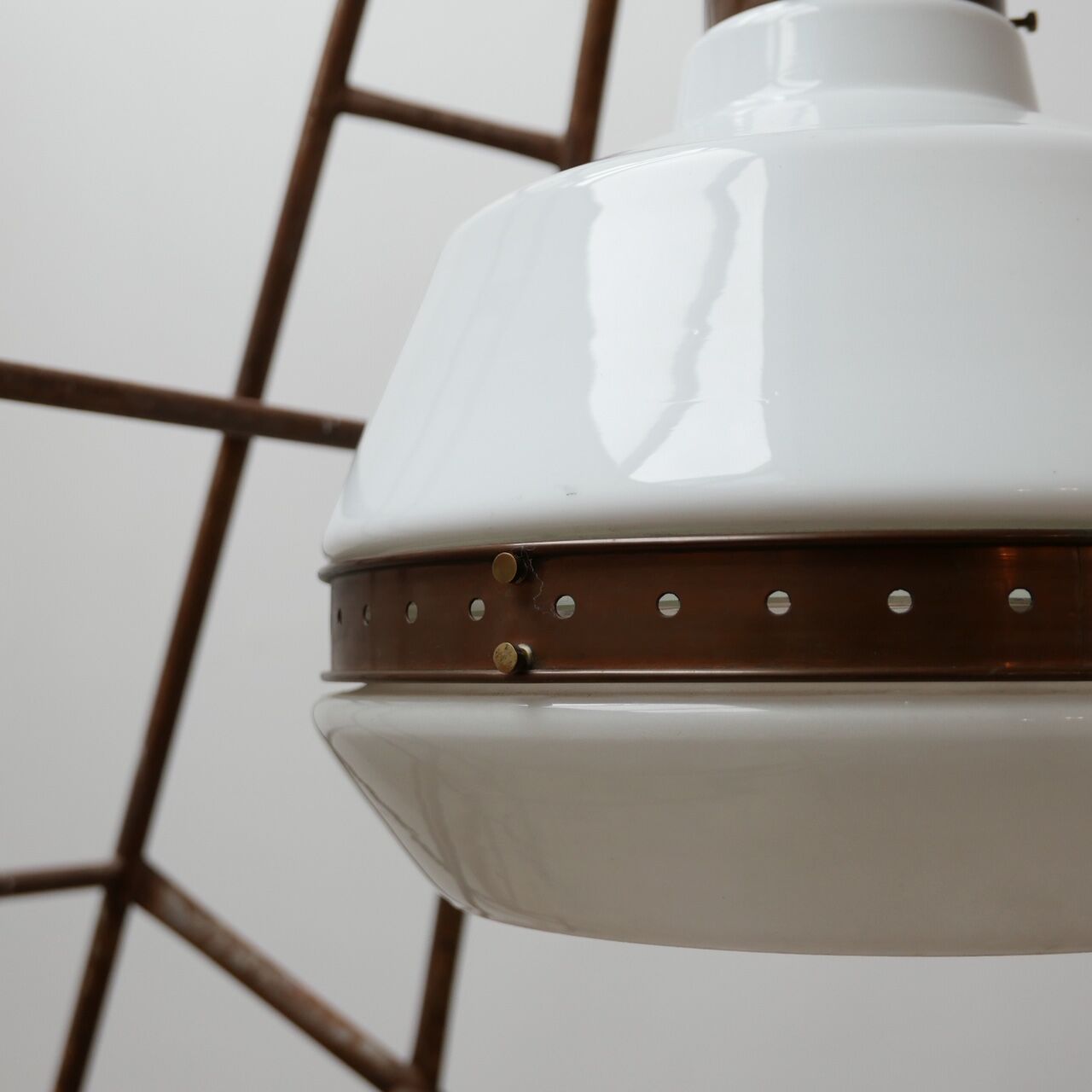 Antique German Two Tone Opaline Glass Pendant Light